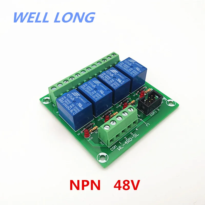 

4-канальный интерфейсный модуль силового реле NPN типа 48 В, 10 А, реле SONGLE SRD-48VDC-SL-C.