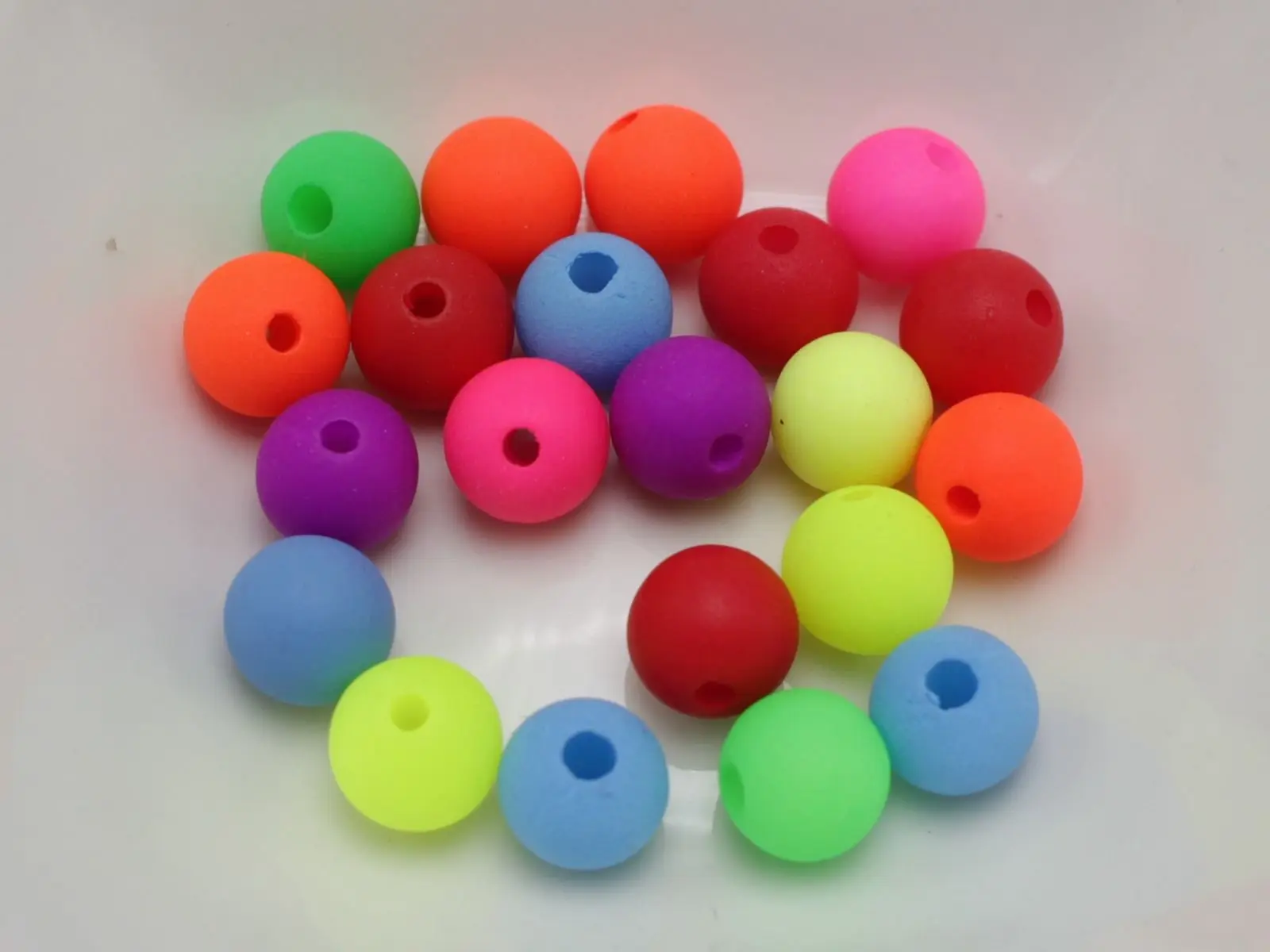 200 Mixed Frost Neon Color Acrylic Round Beads 8mm Smooth ball