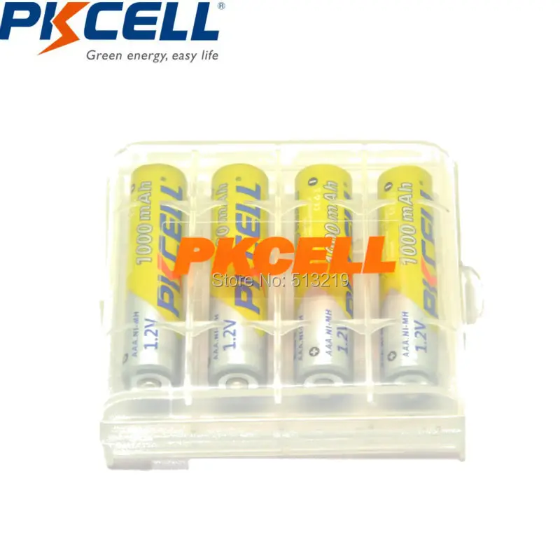 4 x PKCELL 1.2V NIMH 1000mah AAA Rechargeable Battery replacement for HHR-4DPA/2B Cordless with battery Box Hold Case