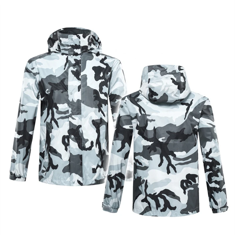 Outdoor raincoat men waterproof rain suit camouflage rainwear women windproof breathable Rain coat + Rain pant