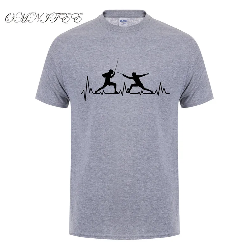 

Summer Men T Shirt HeartBeat Fencing T Shirts Funny Short Sleeve Cotton Fencing Men T-Shirt Cool Gift Men Clothing OT-691