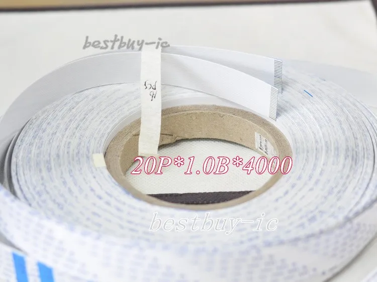 Câble plat Flexible FFC, 1.0mm d'espacement, 4000mm de longueur, 20 broches B/ligne inversée, 20p x 1 B x 4000MM
