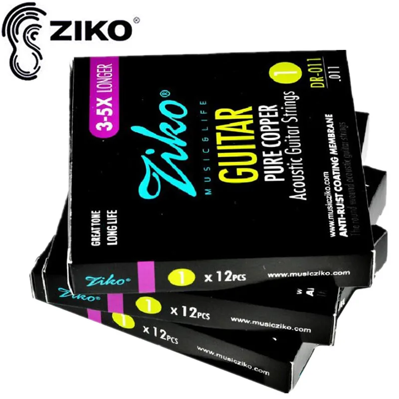 

Струны для акустической гитары ZIKO 011-050 DR-011, антикоррозийные струны из чистой меди, музыкальные инструменты, аксессуары, детали, 3 комплекта