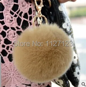 

khaki 10 cm large maomao wholesale imitation rabbit fur ball lovely ornament with metal hair bulb jewelry diy fashion