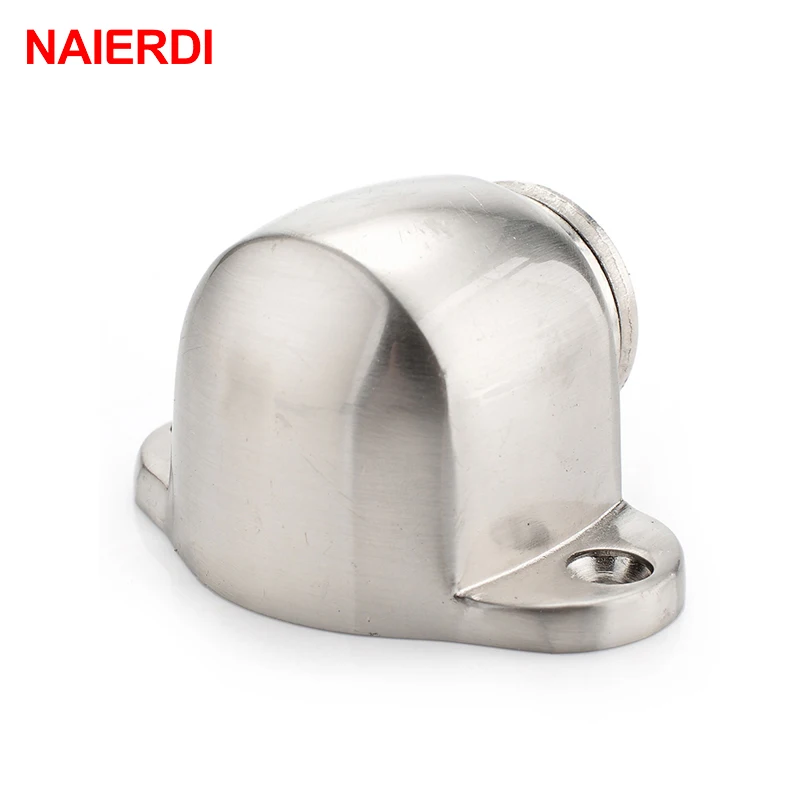 NAIERDI Zinc Alloy Door Stop Casting Powerful Floor-mounted Magnetic Holder 54mm*35mm Satin Nickel Brushed Door Stopper