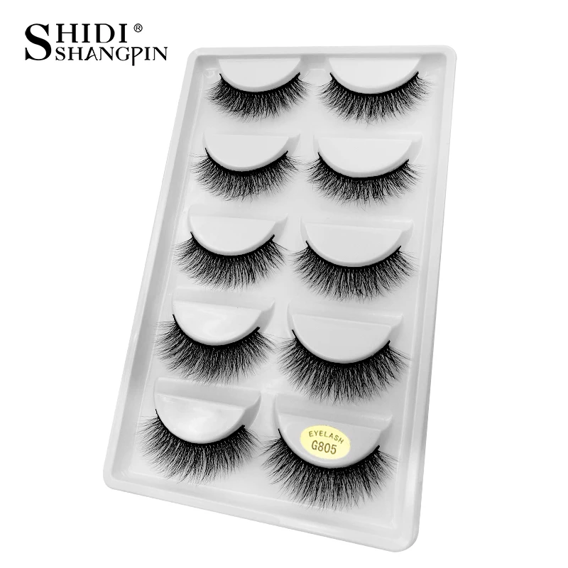 SHIDISHANGPIN 5 Paar Natürliche 3D Nerz-Wimpern, Künstliche Nerz-Wimpern, Falsche Wimpern, Volle Streifenwimpern, Cilios Faux Cils – Detail 6