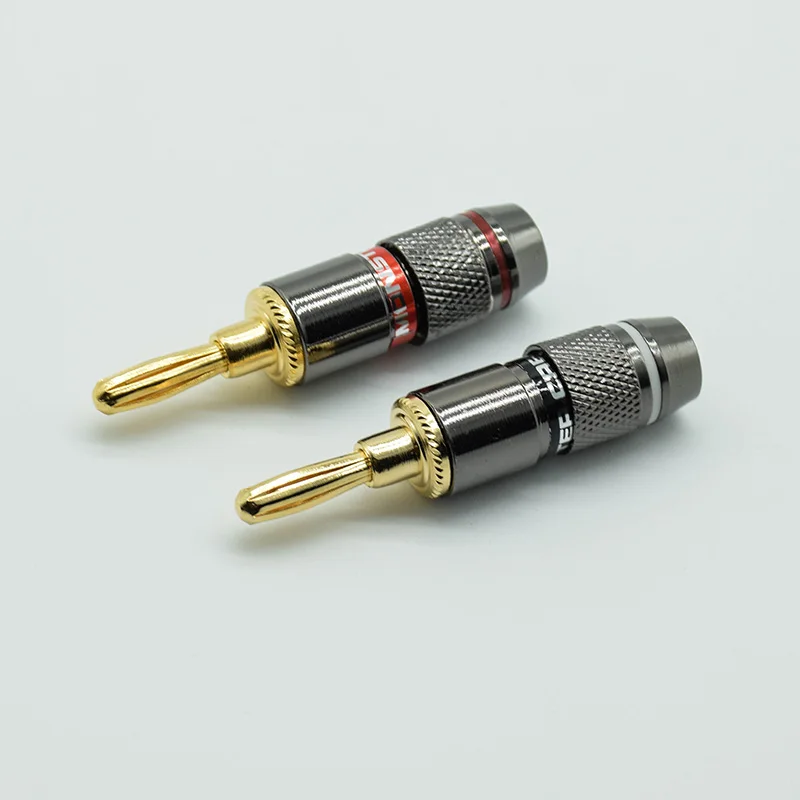 2PCS/1pair red black 24K Gold Plated Pure Copper Zinc Alloy Monster Banana Plug Connector Audio Power Speaker Plugs Connector