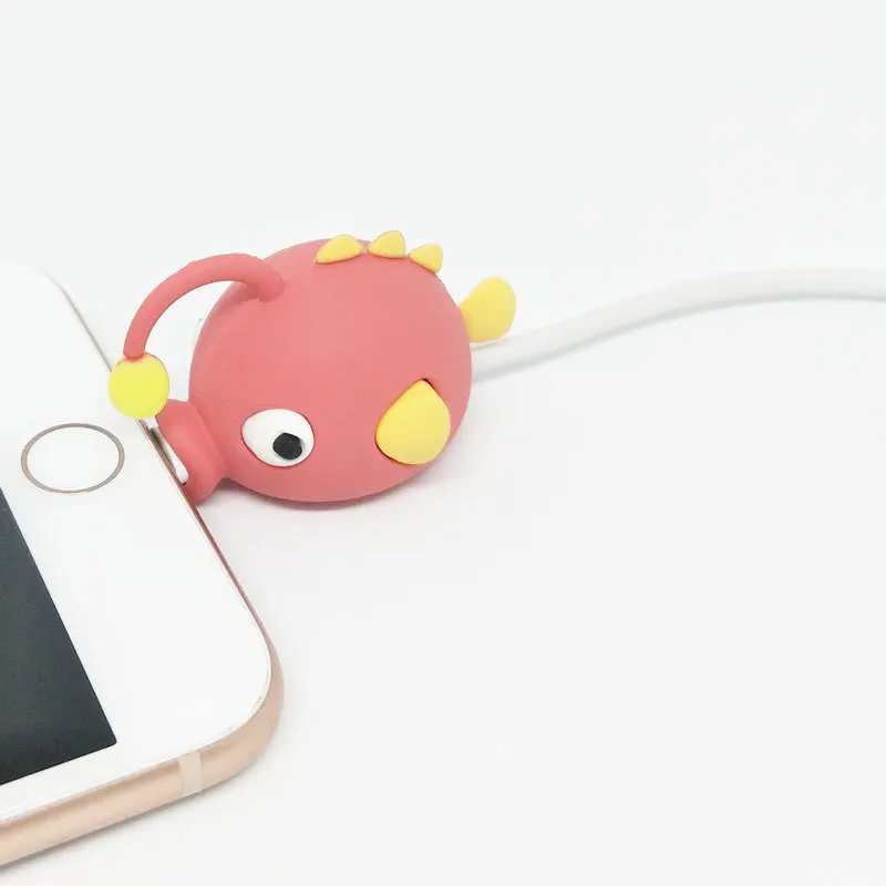 Cartoon Cute Fish Dinosaur Cable Protector Data Line Cord Protector Protective Cable Winder Cover For iPhone USB Charging Cable