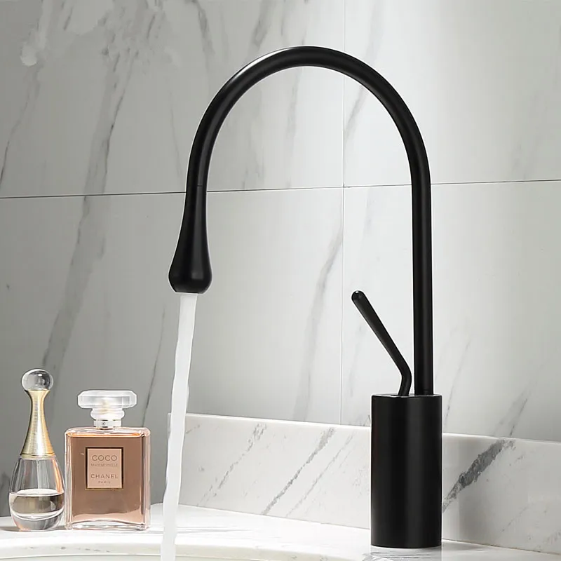 Basin Faucets Brushed Gold/Black/White Sink Faucet Brass Faucet Single handle Kitchen Faucet Swivel Sink Water Crane New Arrival