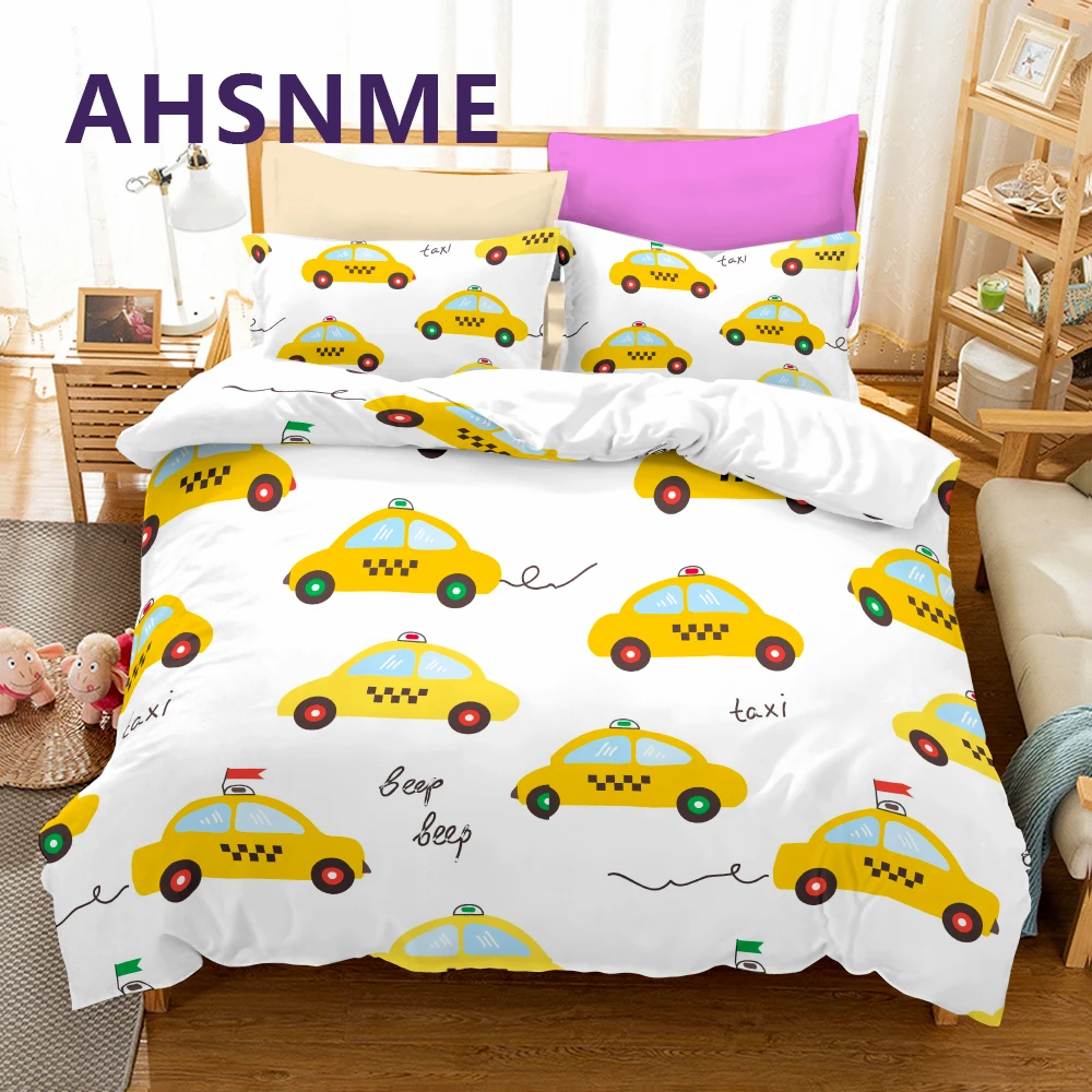 AHSNME Boys Best Gift Bedding Set Taxi Duvet Cover Girls Sweetheart Bed Sets Multi Sizes No Bed Sheet Dropshipping