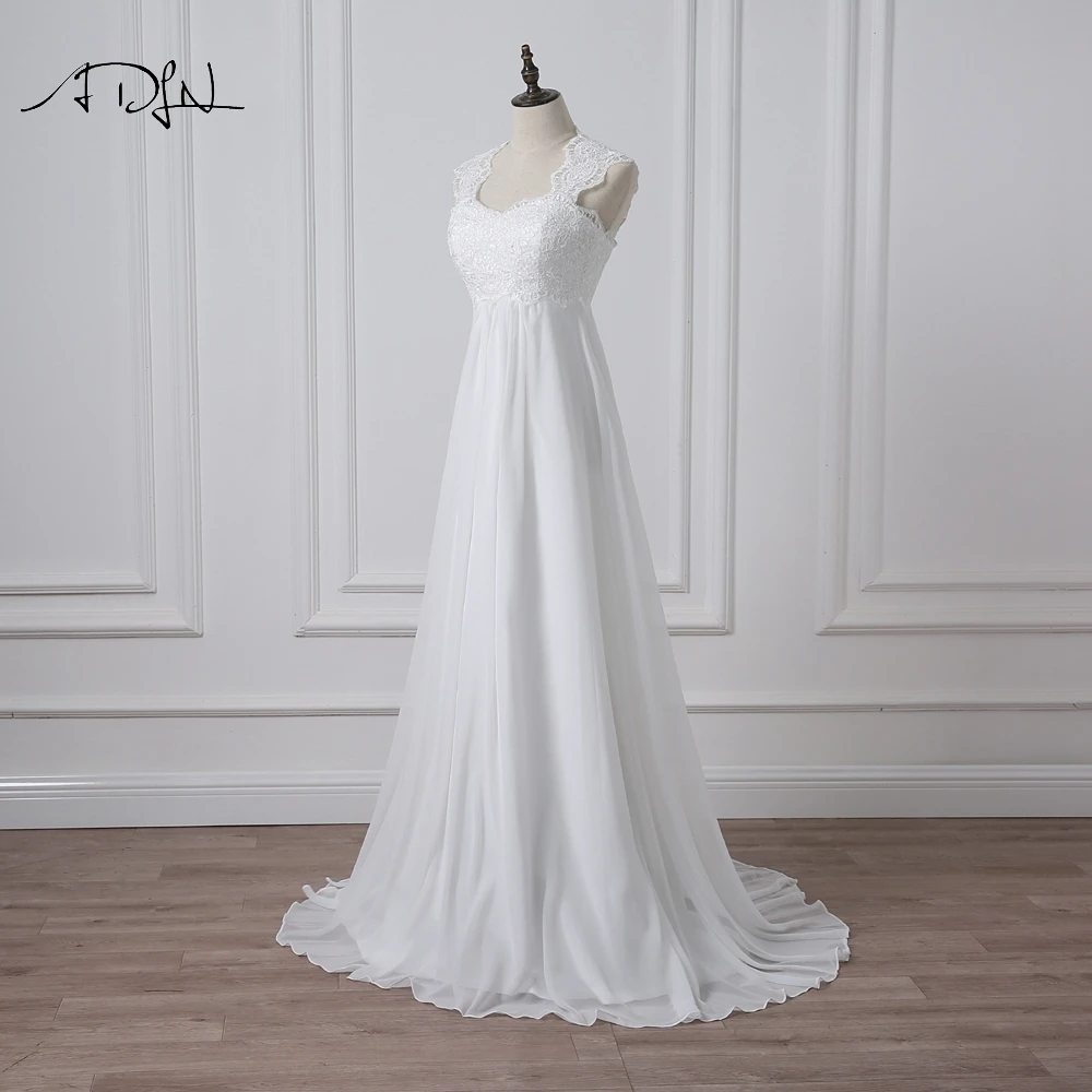 ADLN-Robe de Mariée en Mousseline de Soie Blanche/Ivoire Personnalisée, Grande Taille, pour Femme Enceinte