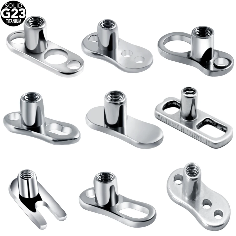 1PC G23 Titanium Dermal Anchor Skin Diver Base Surface Barbell Piercing Micro Dermal Anchor Top Mamilo Piercing Body Jewelry 14G