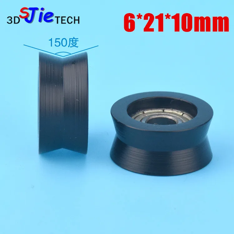 1pcs 6*21*10mm V grooved nylon wrapped plastic injection plastic wheel, inner groove embedded 696 bearing,for door and window