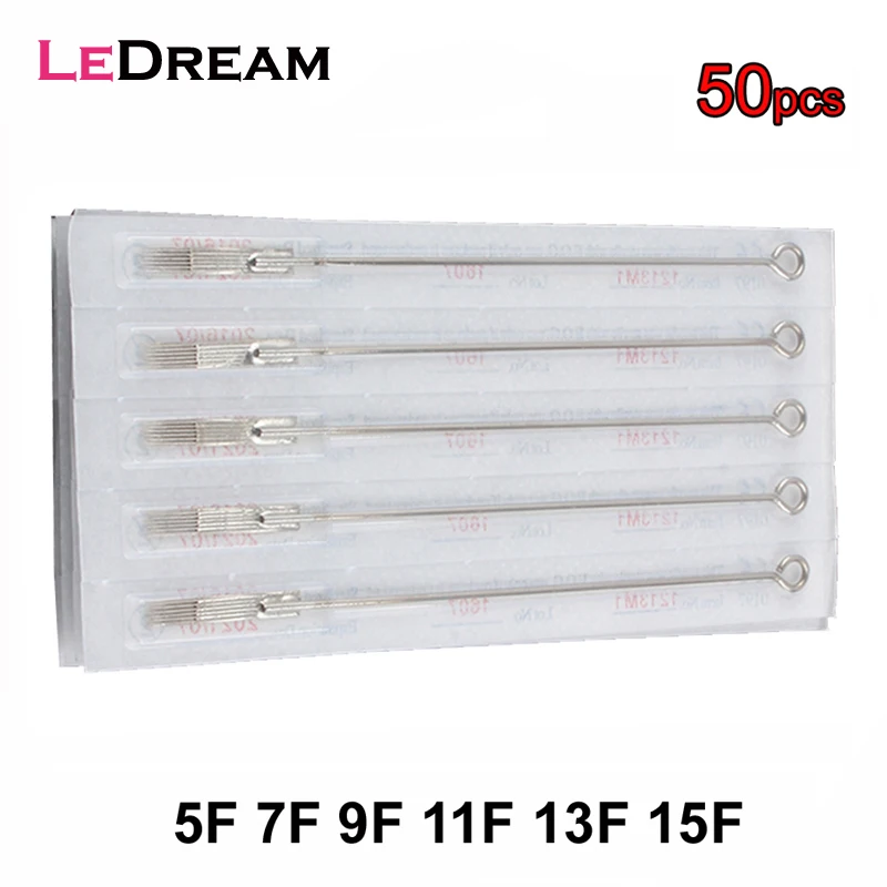 50PCS/Lot Disposable 5F 7F 9F 11F 13F 15F Sterilized Curved Flat Liner Tattoo Needles Tattoo Supply For Machine Gun Grip