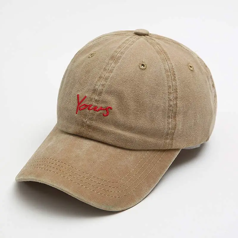 Adjustable Vintage Letters Dad Hat Washed Cotton Retro Baseball Hat for Men Women Purple Khaki Navy Dark Grey Wine Red Size 58CM