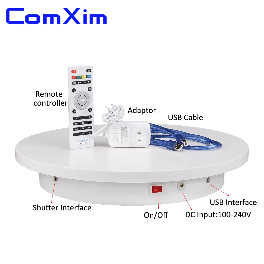 ComXim 40cm 15.7in WIFI,USB,Synchronous Shutter Rotating Electric Photography Turntable,Display Stand,Secondary Development