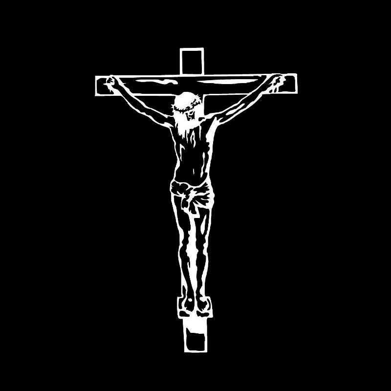 9cm*13.7cm Jesus Cross Vinyl Glass Car Window Sticker Crucifix Decal Black/Silver S6-3407