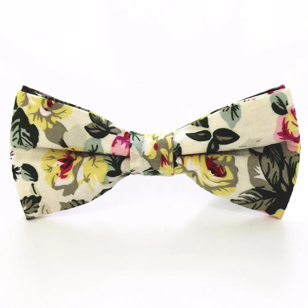 Ricnais Quality Floral Cotton Bow Tie For Men Fashion Printing Bowtie For Wedding Business British Style Cravat