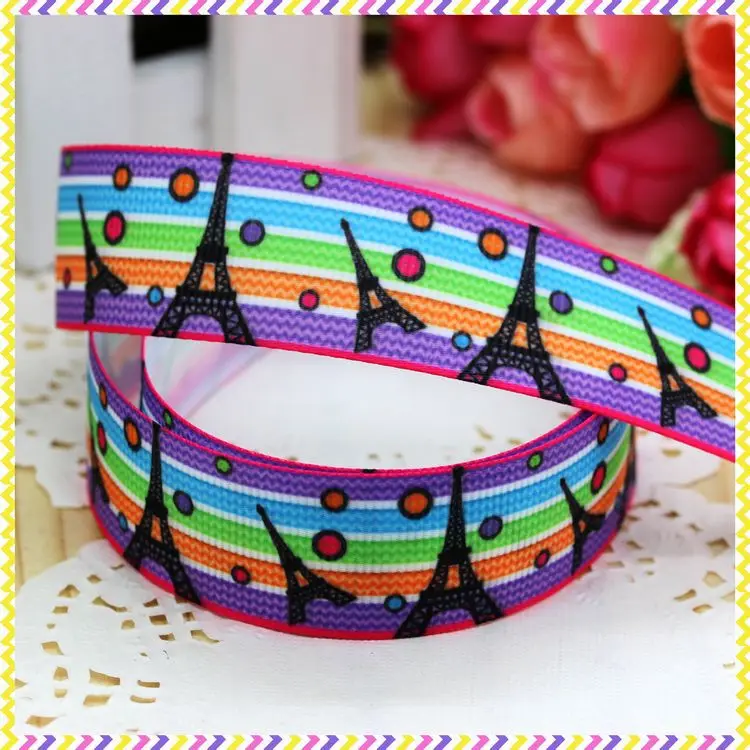 DHK 7/8'' 5yards tower building printed grosgrain ribbon headwear hair bow diy party decoration OEM Wholesale 22mm C1071