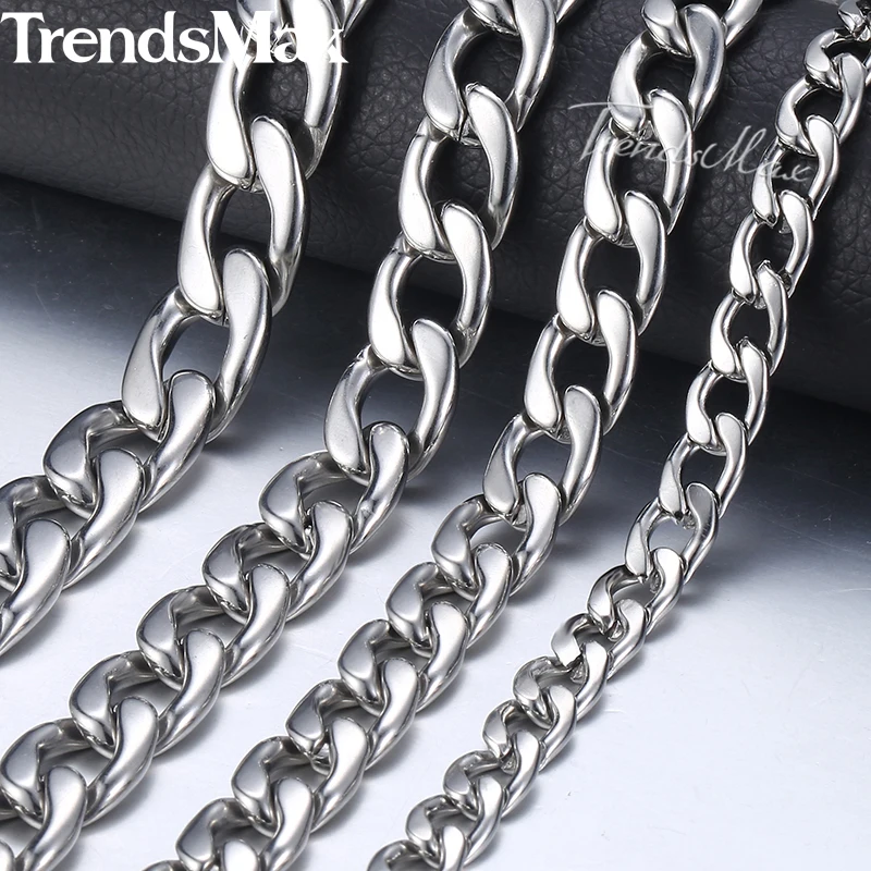 11-15mm High Polished Stainless Steel Cuban Necklace for Men Steel Curb Chain 18-36