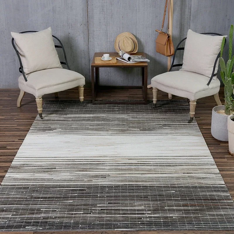 High quality cowhide stripe mosaic rug geometric living room sofa coffee table mat bedroom hand-stitch Customizable size / color