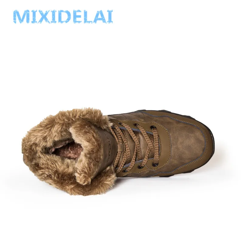 MIXIDELAI 2024 New Men Boots Winter Outdoor Sneakers Mens Snow Boots Keep Warm Plush Boots Plush Ankle Snow Work Casual Shoes