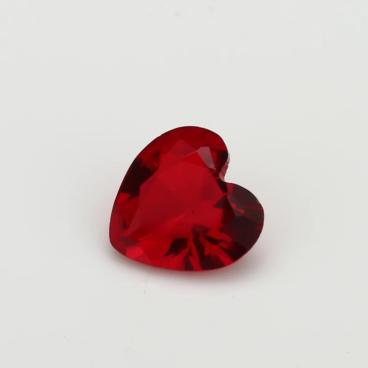 100pcs 3x3~10x10mm Heart Shape Loose Stone Garnet Red  Color Glass Synthetic Gems For Jewelry DIY Stone