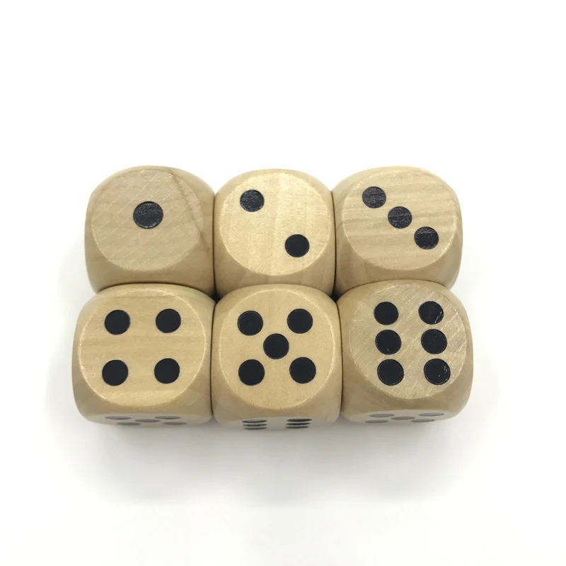 Yernea 5Pcs/Lot High-quality 25mm Woodiness Drinking Dice Solid Wood Puzzle Children Interesting Teaching Dice Set Wholesale