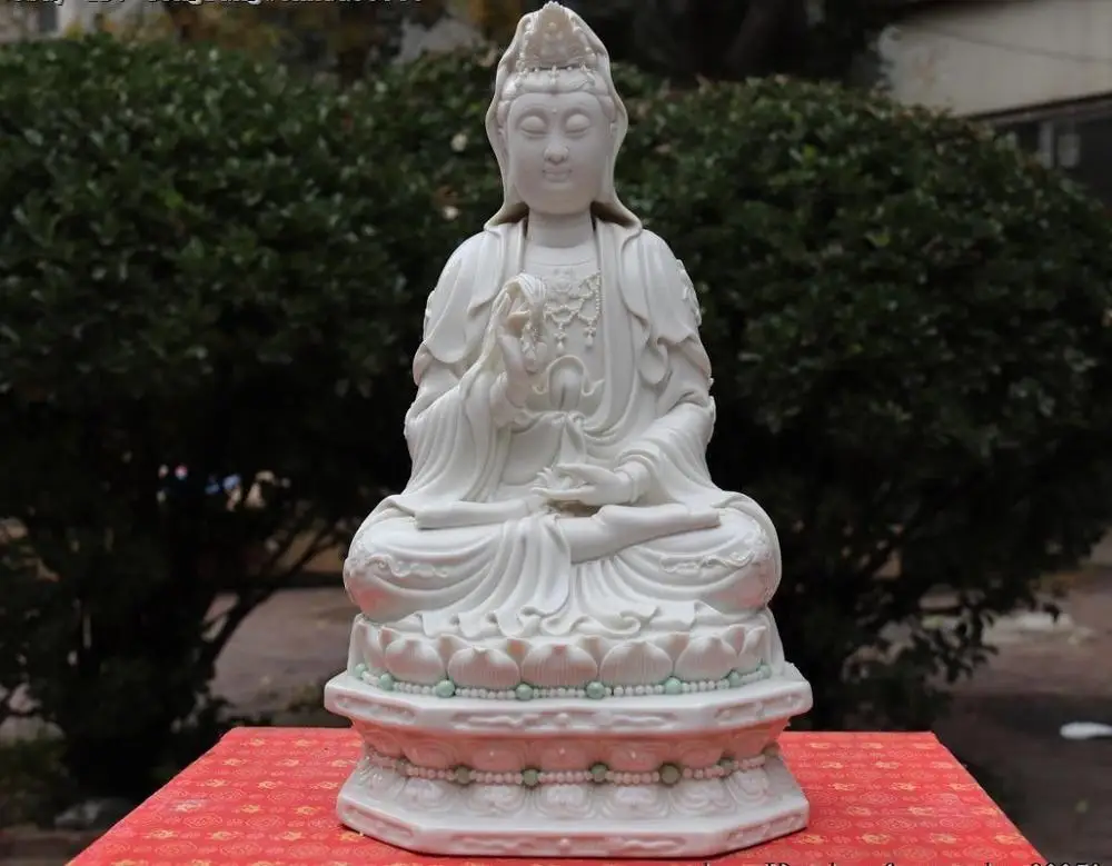 China De Hua White Porcelain Pottery Kwan-Yin GuanYin Bodhisattva Goddess Statue