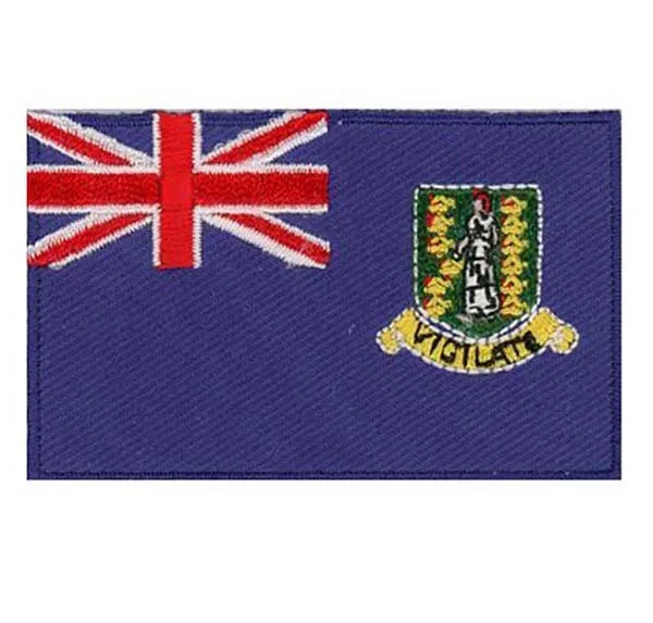 Virgin Islands (UK) Flag Embroidery Patches Made by Twill with Flat Broder and Iron On Backing MOQ50pcs free shipping by Post