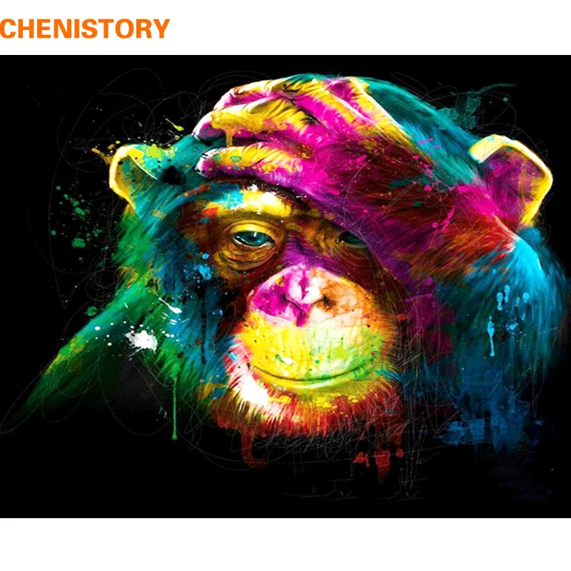 

CHENISTORY Monkey DIY Painting By Numbers Animals Painting Calligraphy Acrylic Paint By Numbers For Home Decor 40x50cm Artworks