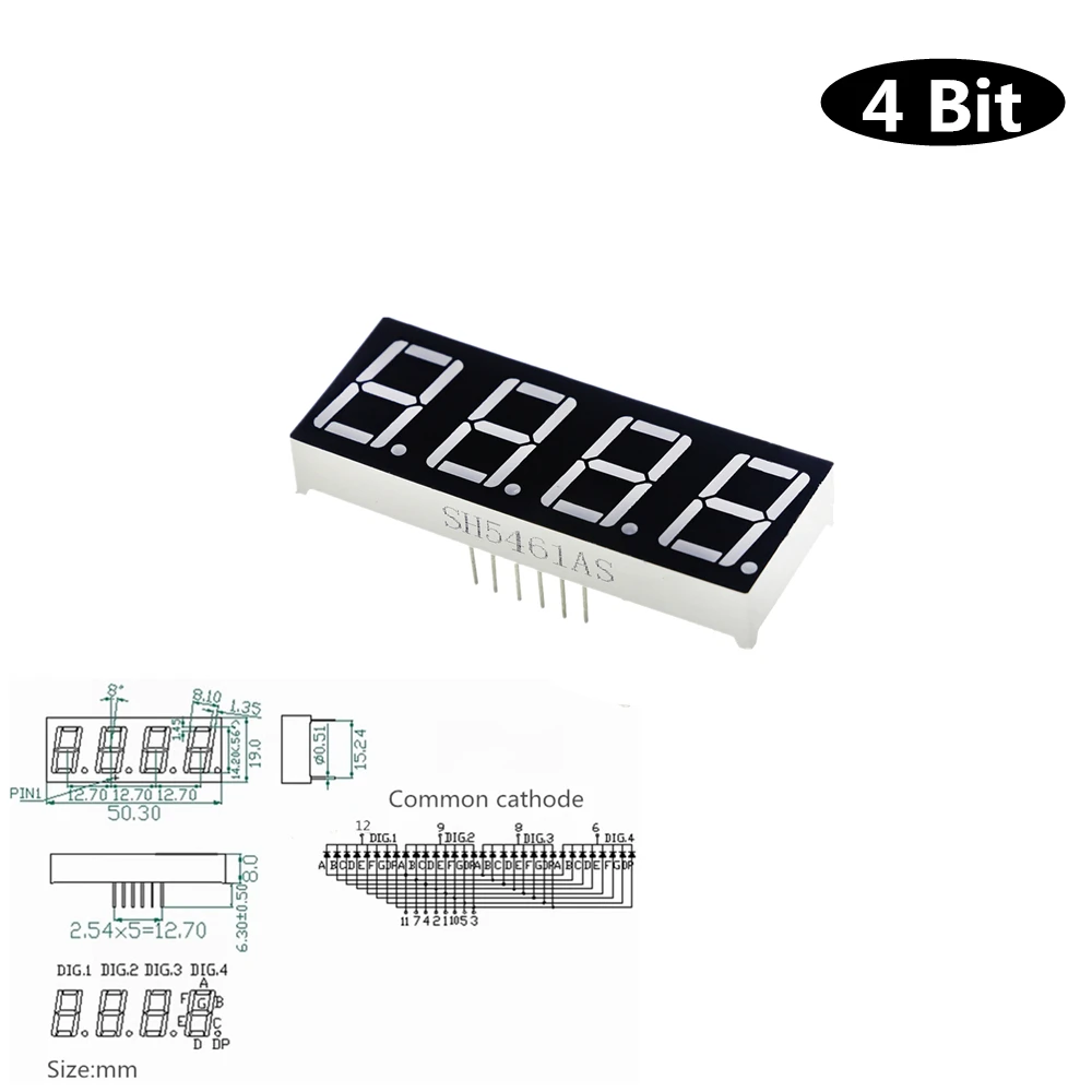 10PCS 0.56inch LED Display 7 Segment 1 Bit/2 Bit/3 Bit/4 Bit Digit Tube Red Common Cathode / Anode Digital 0.56 inch Led 8*8 Led