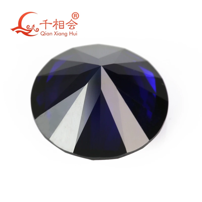 3.5mm to 12mm 34# dark blue and 33# light blue color round shape artifical sapphire corundum loose stone