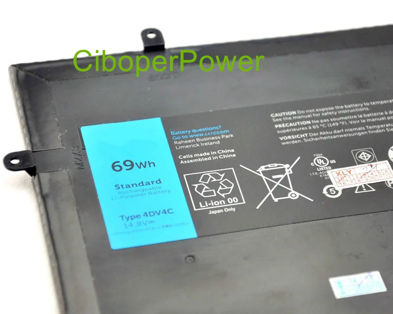 Original quality 14.8V 69WH 4DV4C Laptop Battery for XPS18 XPS 18 1810 1820 Series 63FK6