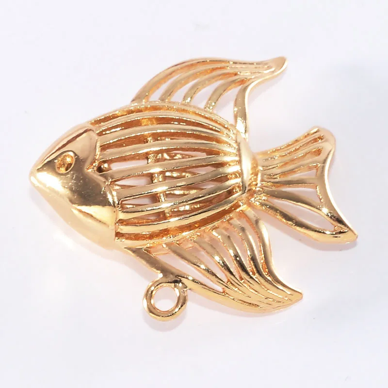 20pcs DIY charm fine grain hollow goldfish hang drop 18*15mm fish pendant accessories