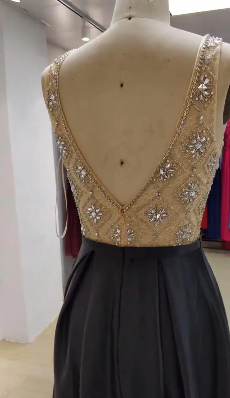 Ilusão frisado uma linha vestidos de noite preto longo vestido de baile longo vestido de baile 2019 sem costas vestido de festa de noiva g050