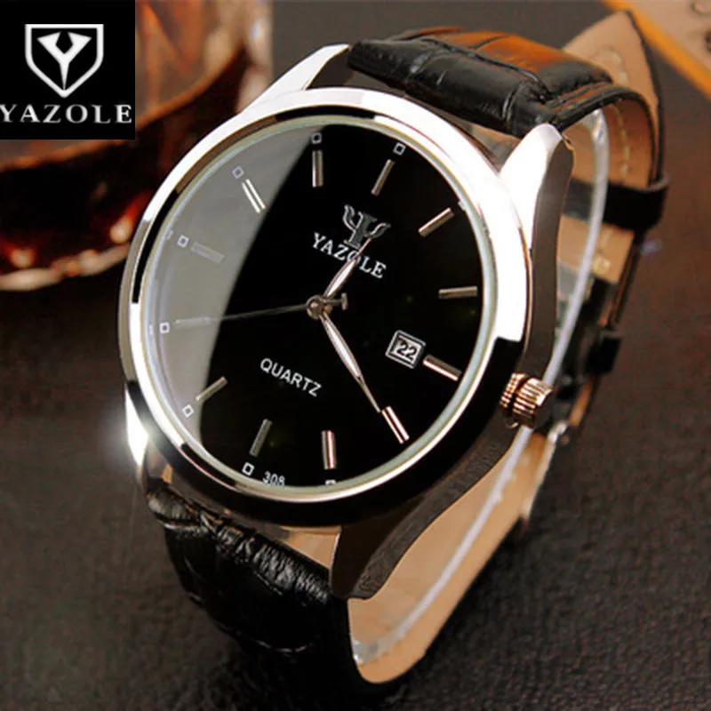 Top Brand YAZOLE Watch Men Watch Auto Date Luxury Men\'s Watch Men Leather Strap Business Watches Male Clock reloj hombre