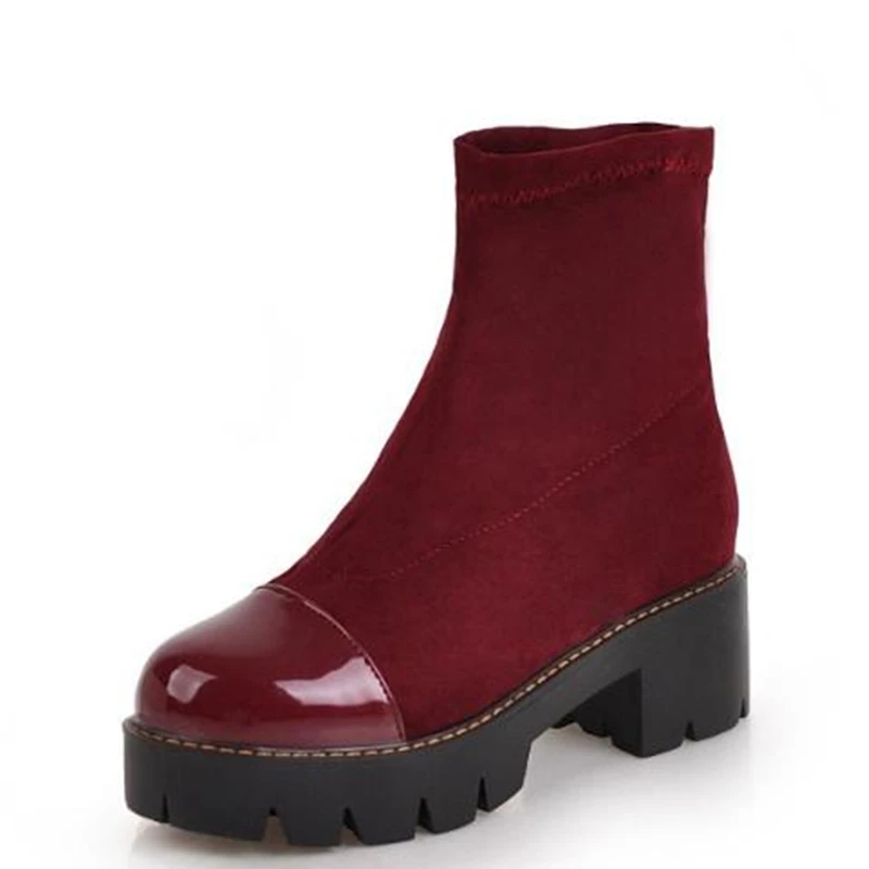 Women Boots Autumn winter New style fashion Short boots Middle heel Student Round head Grind Cashmere Elastic force Women Boots