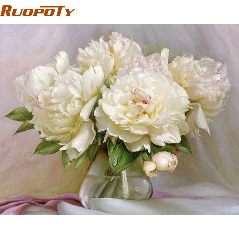 

RUOPOTY Frame Flowers DIY Digital Painting By Numbers Kits Coloring Paint By Numbers Modern Wall Art Picture 40x50cm For Home