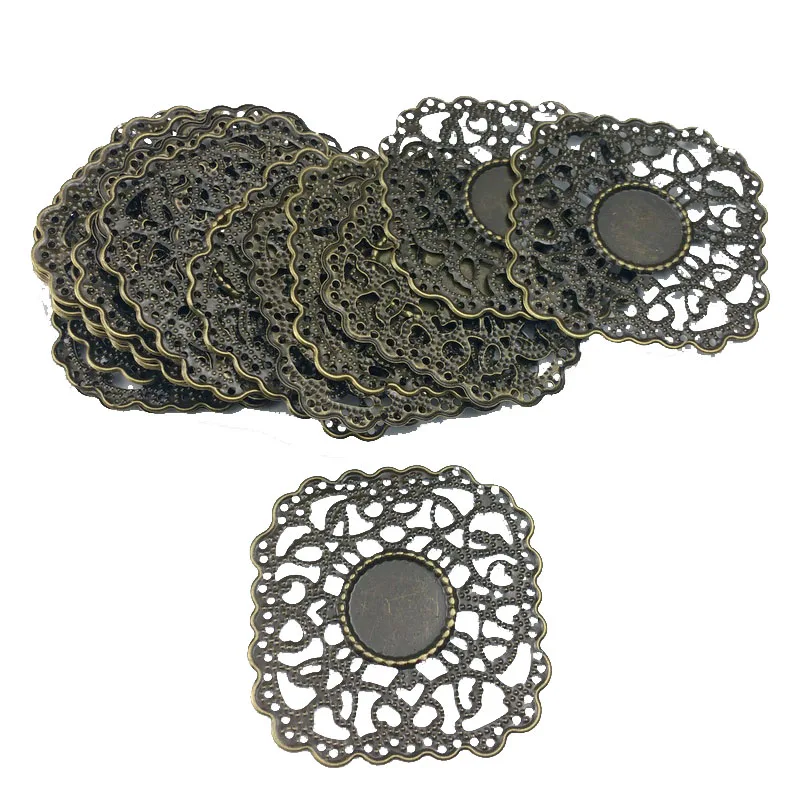 43mm 20pcs Wholesale Filigree crafts  Hollow Round Embellishments Findings,Jewelry Accessories,Bronze Tone ornaments