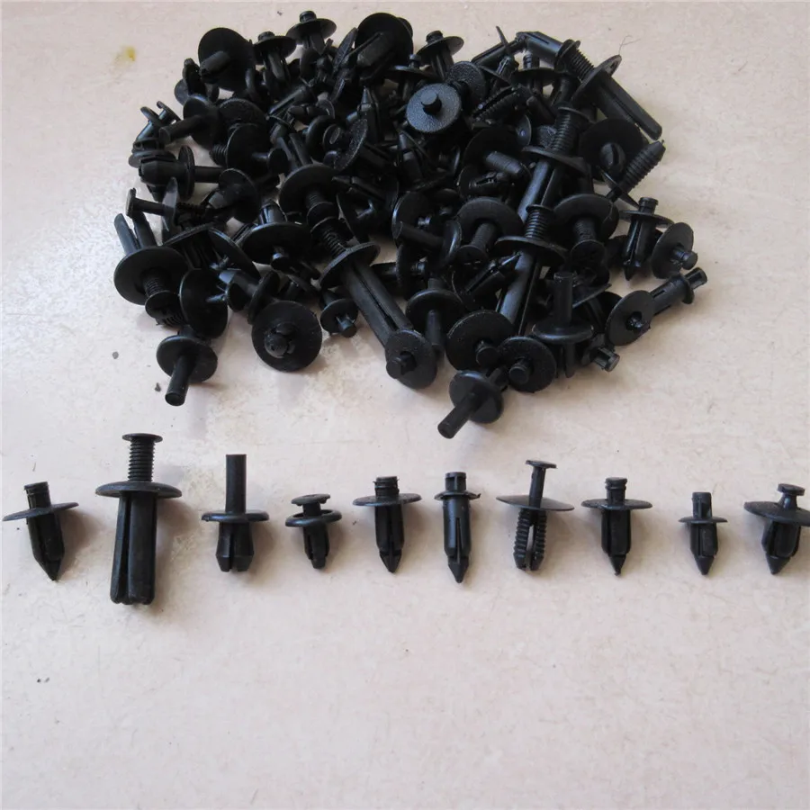 100 pcs/set  Mixed Car Bumper Leaf Plate Fender Trunk Screw Rivets Set For All Auto Plastic Fastener Clips