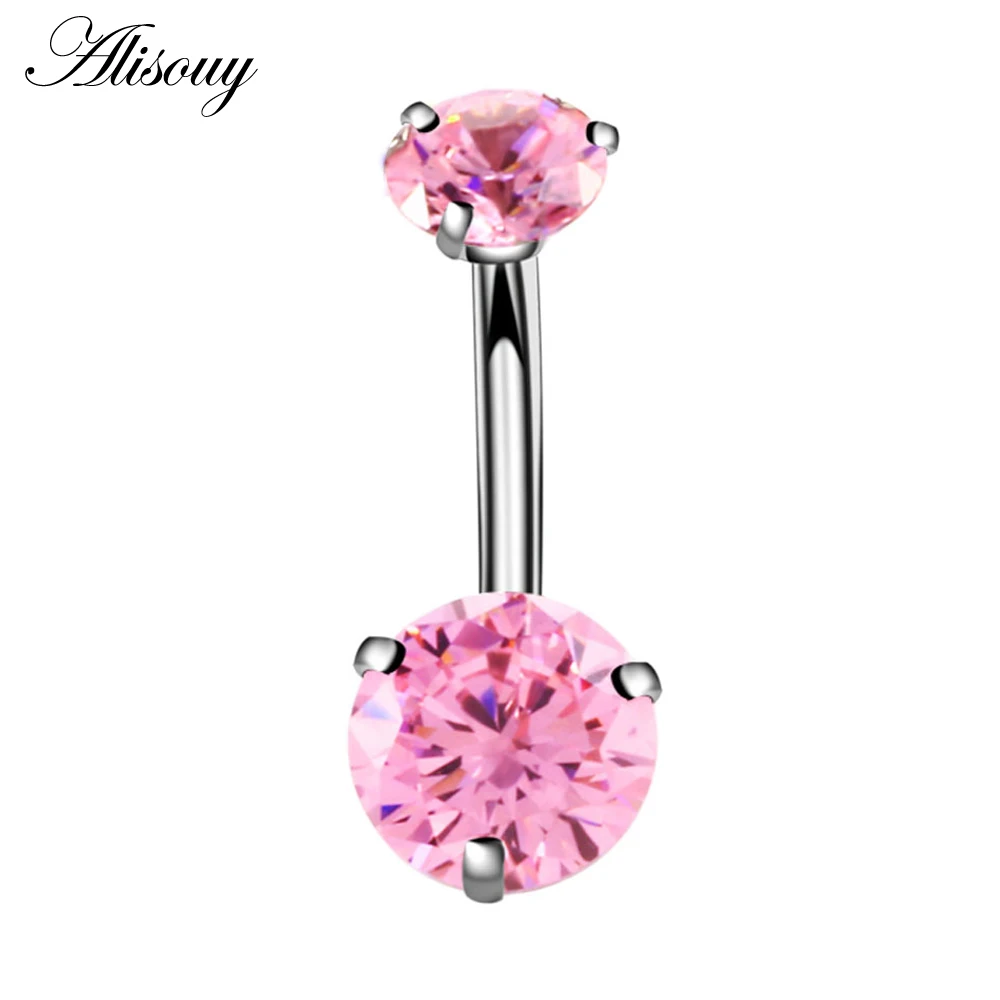 Alisouy New Brand AAA Zircon Style Crystal Body Jewelry Belly Button Ring Body Piercing Navel Piercing Silver Color Ombligo
