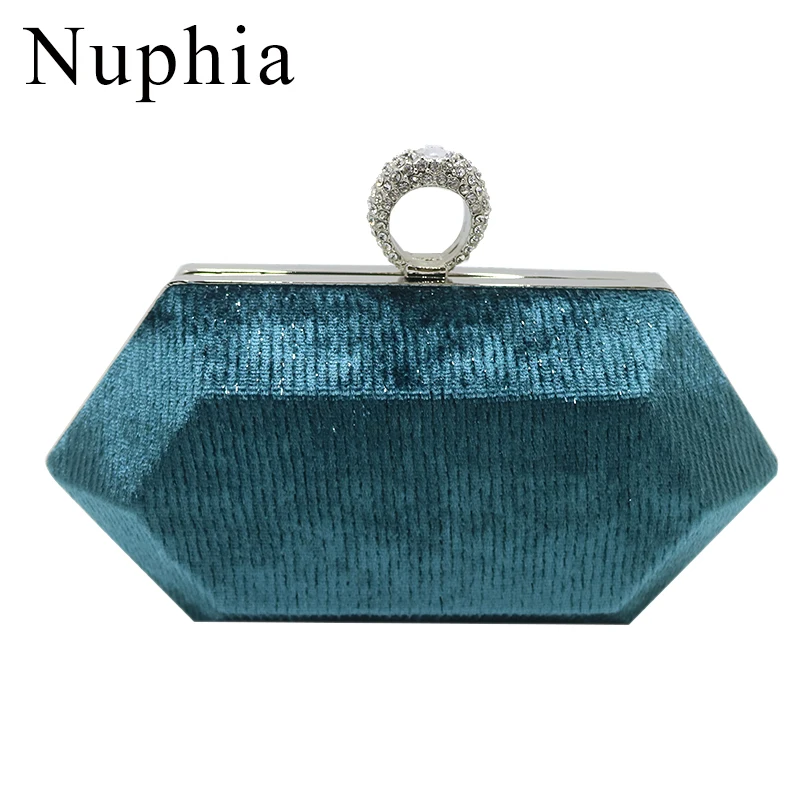 

Nuphia New Ring Knuckle Clutch Hard Box Evening Clutch Bags and Evening Bags for Women Party Prom Green Purple Gold Silver