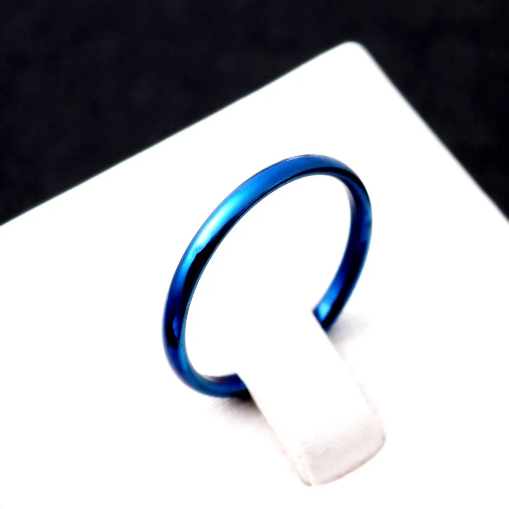 2mm Titanium Thin Blue Rings for women Set Anillos Mujer Bijoux Bagues Femme