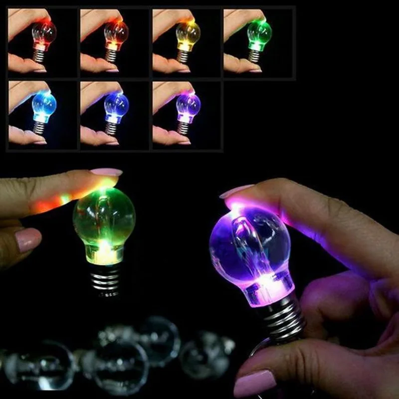 Convenient Creative Gift Light Lighting Bulb Night Colorful LED Flashlight Torch Keyring Keychain