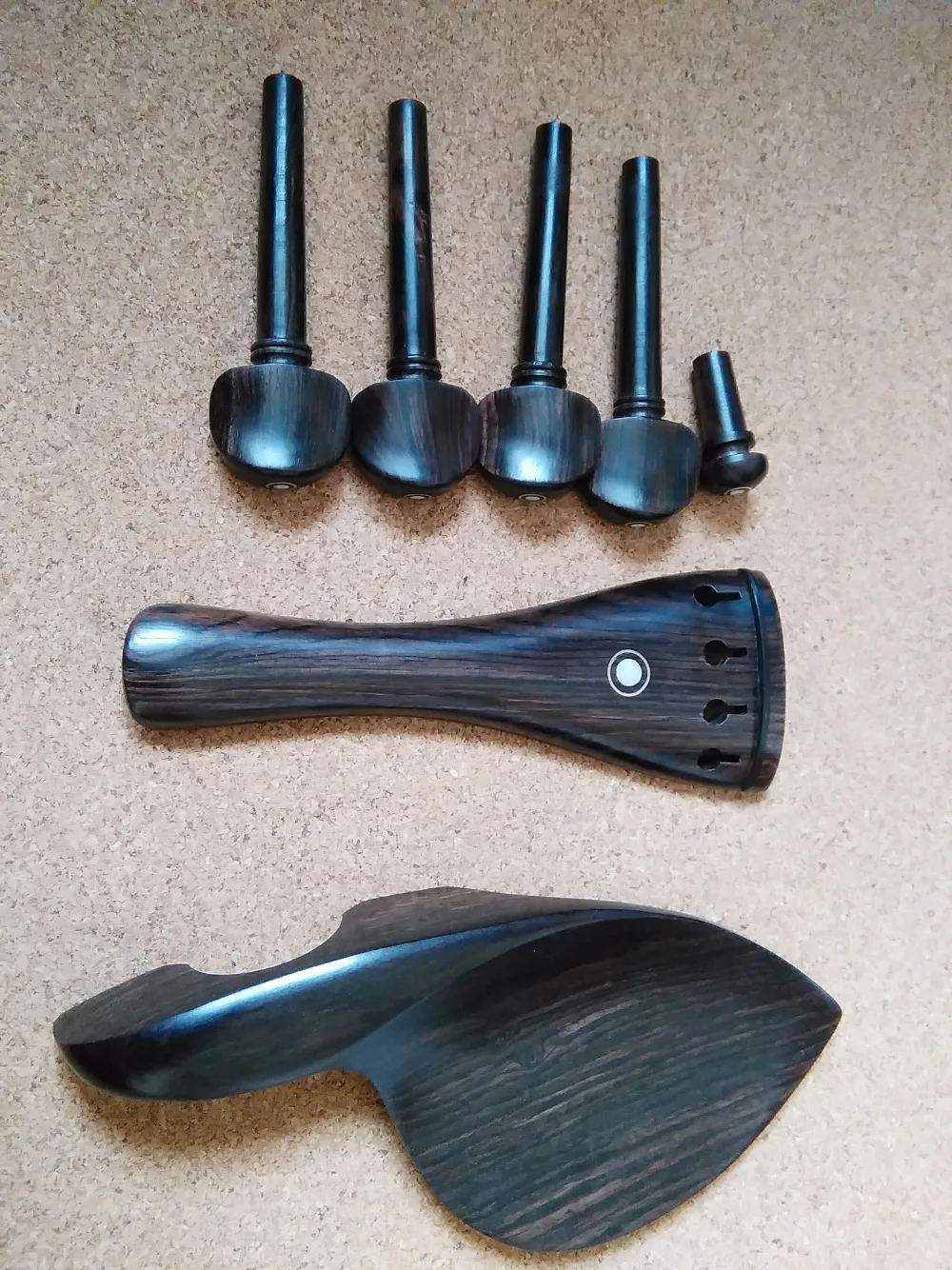 2 Sets Quality VIOLA Parts Ebony Natural Color Including Tail Piece Chin Rest and Pegs End Pin