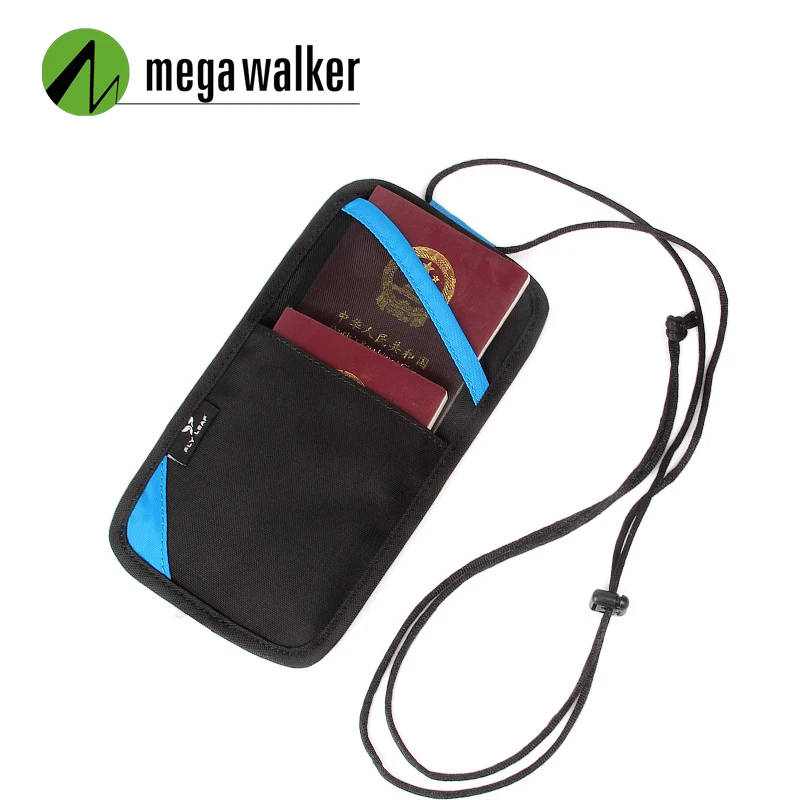 Mega Walker Brand Hanging Neck Passport Bag Men Women Travel Document Organizer ID Credit Card Holder Protective Cover Card Pack