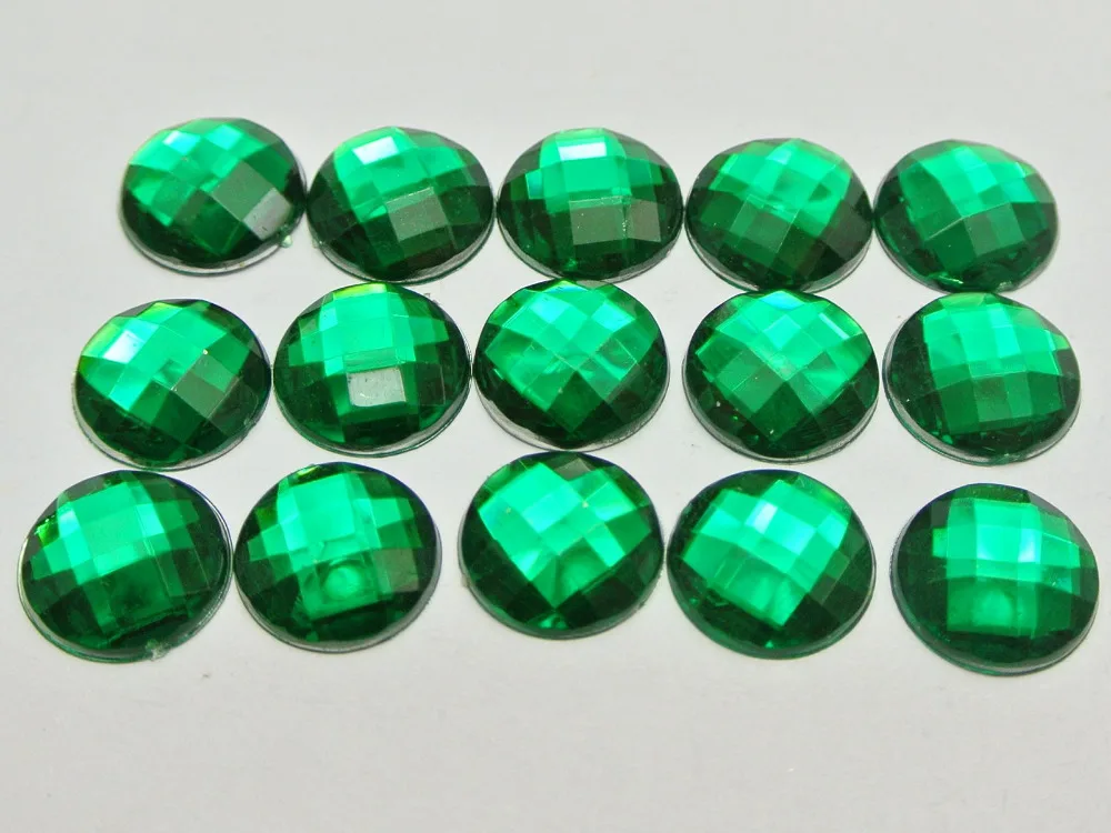 

200 Green Acrylic Flatback Rhinestone Faceted Round Gems 12mm No Hole