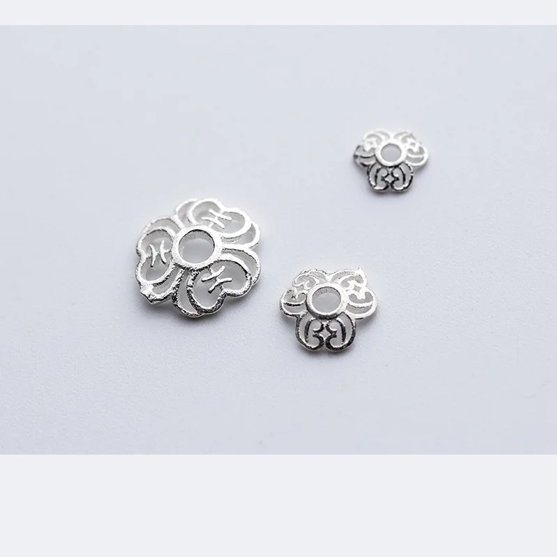 2pcs100% 925 Sterling Silver Bead Caps 5/6/8/9mm Crystal Jades Bracelets Earrings Flower Silver SpacerCaps DIY Jewelry Findings
