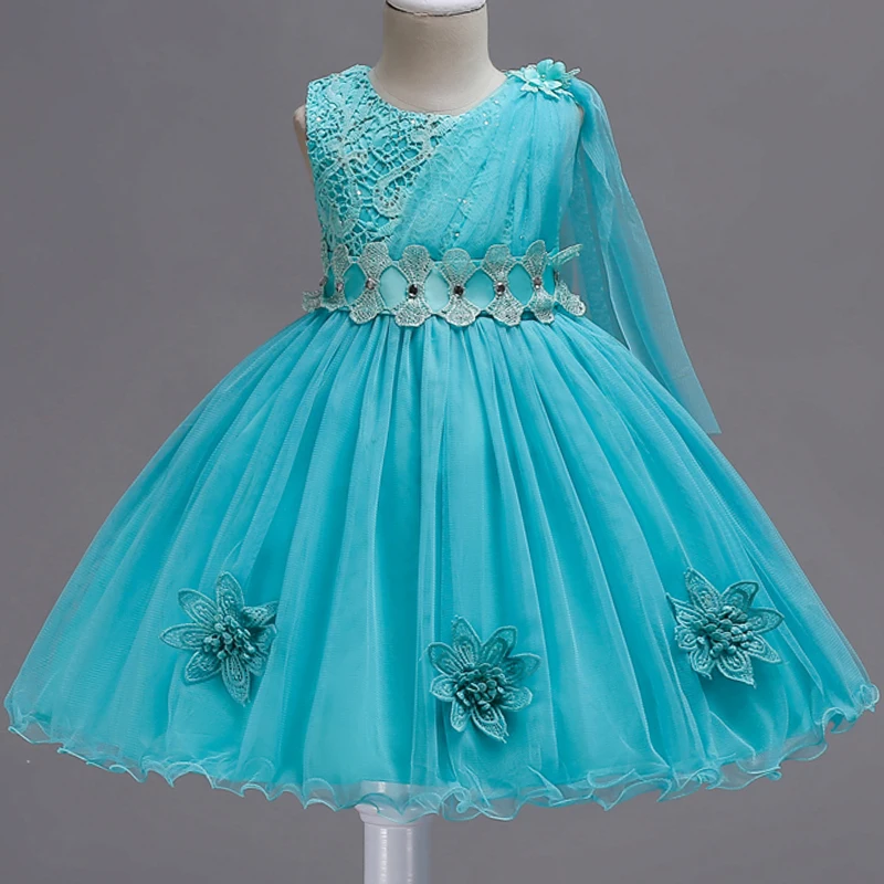2024 Baby Girls Flower Layered Dress Kids Embroidered Appliques Wedding Princess Party Tutu Black Dresses Girls Frocks Vestido